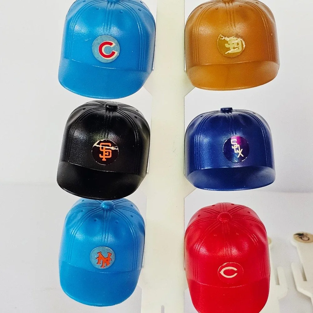 Vintage MLB Gumball Miniature Baseball Helmet Collection w/Display Stands 24pc